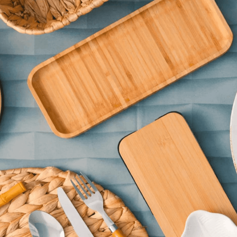 Travessas Retangular Bambu 20x10x1-5Cm