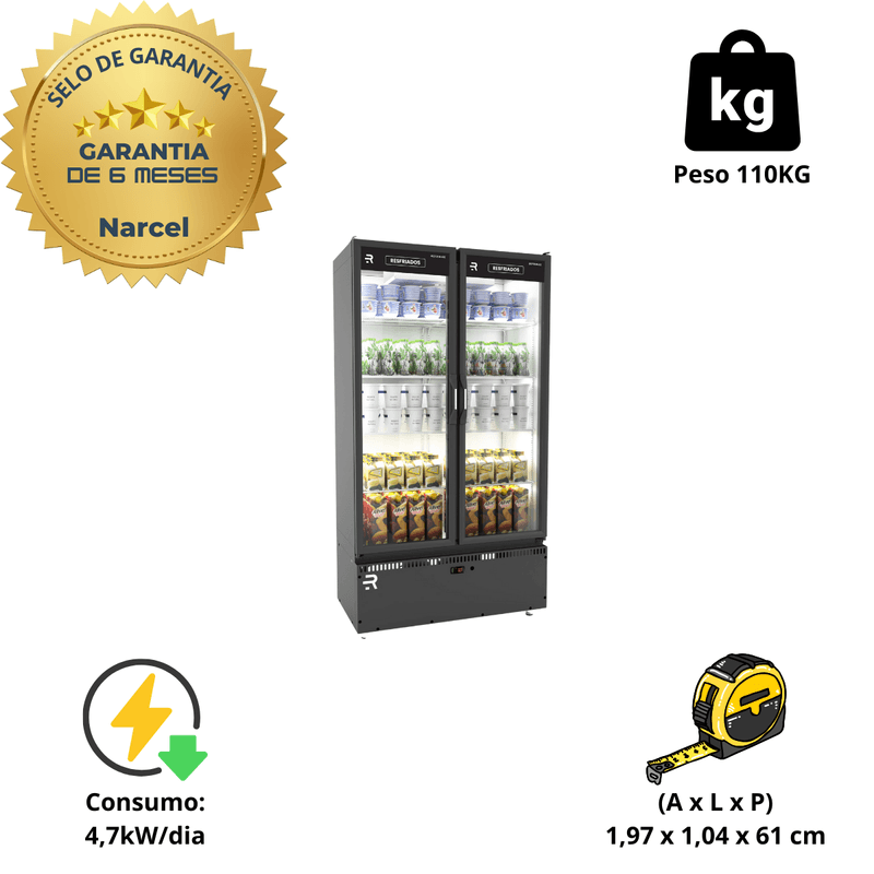 Expositor Bebidas 2 Portas Vidro Refrimate 622L  ASVR2P