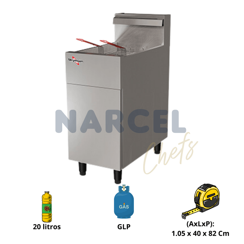 Fritadeira a Gas Inox Zona Fria 20L Skymsen FG20 Skymsen