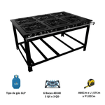 Fogao Industrial Baixa Pressao 6 Bocas 3QS 3QD Gold 40x40 Cefaz