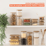 Pote Hermetico Oikos 320ml Vidro com Tampa de Bambu