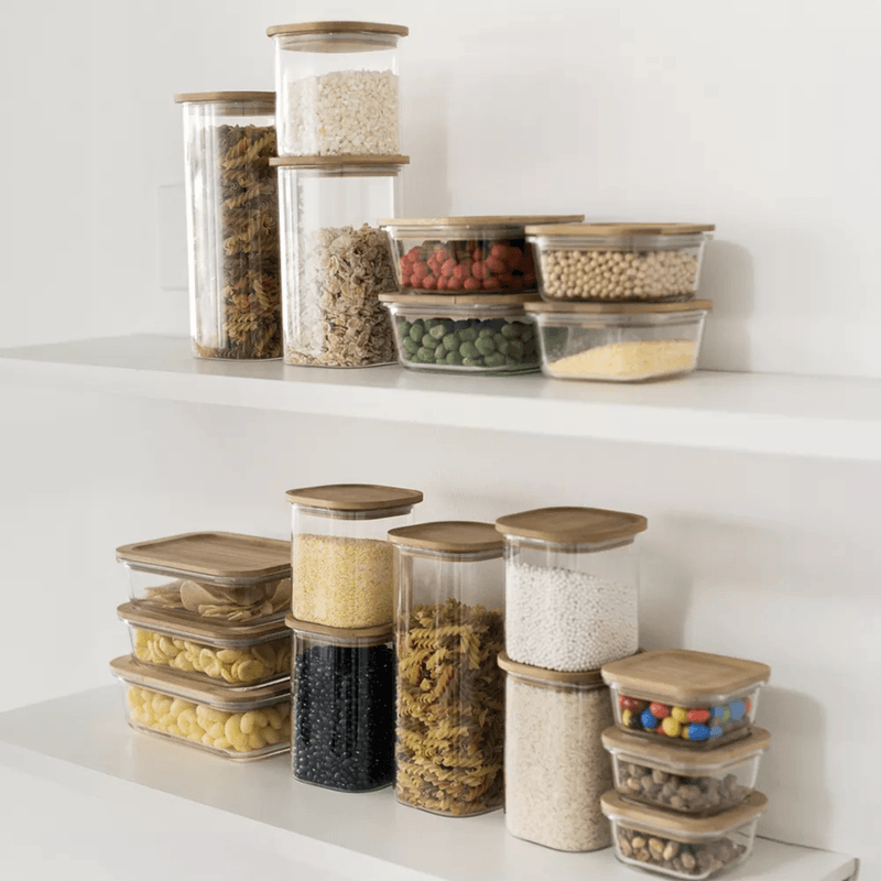 Pote Hermetico Oikos 800ml Vidro com Tampa de Bambu