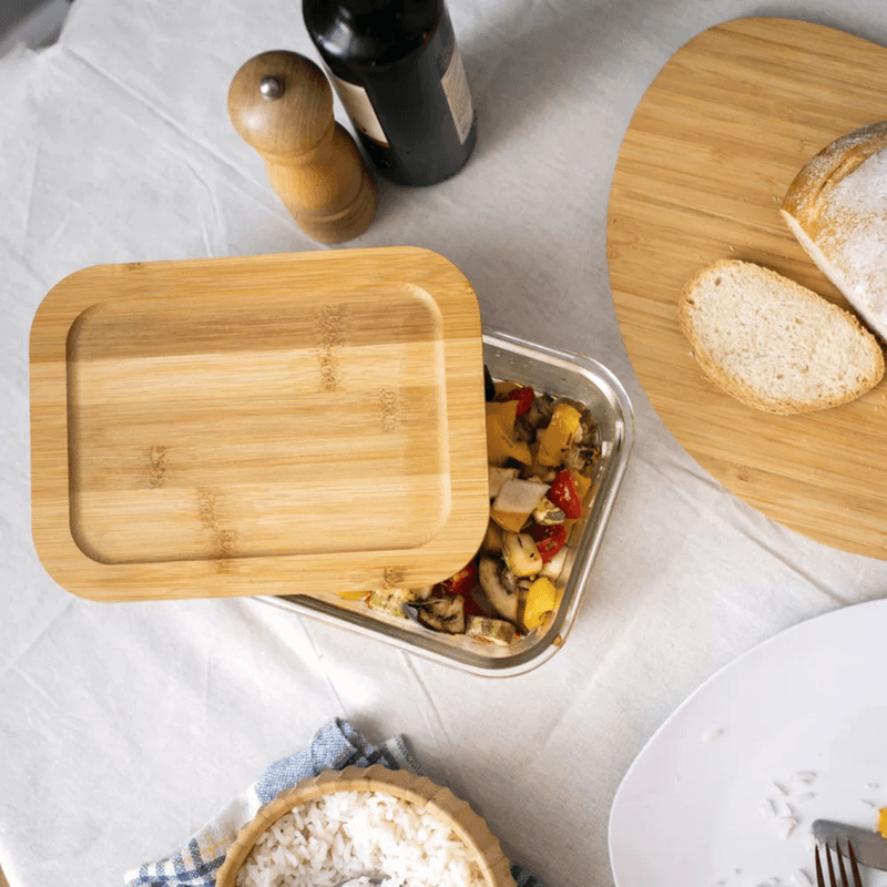 Pote Hermetico Oikos 800ml Vidro com Tampa de Bambu