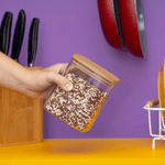 Pote Hermetico Oikos 800ml Vidro com Tampa de Bambu 1236