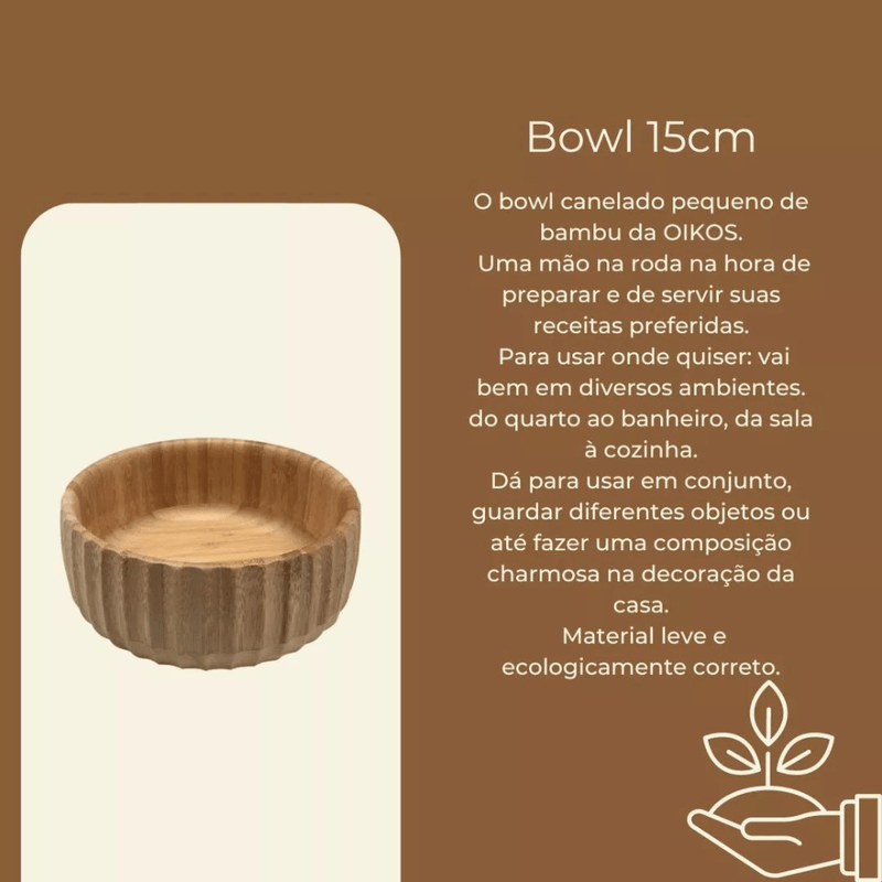 Bowl Canelado De Bambu 15cm Saladeira Objetos Natural - Oikos