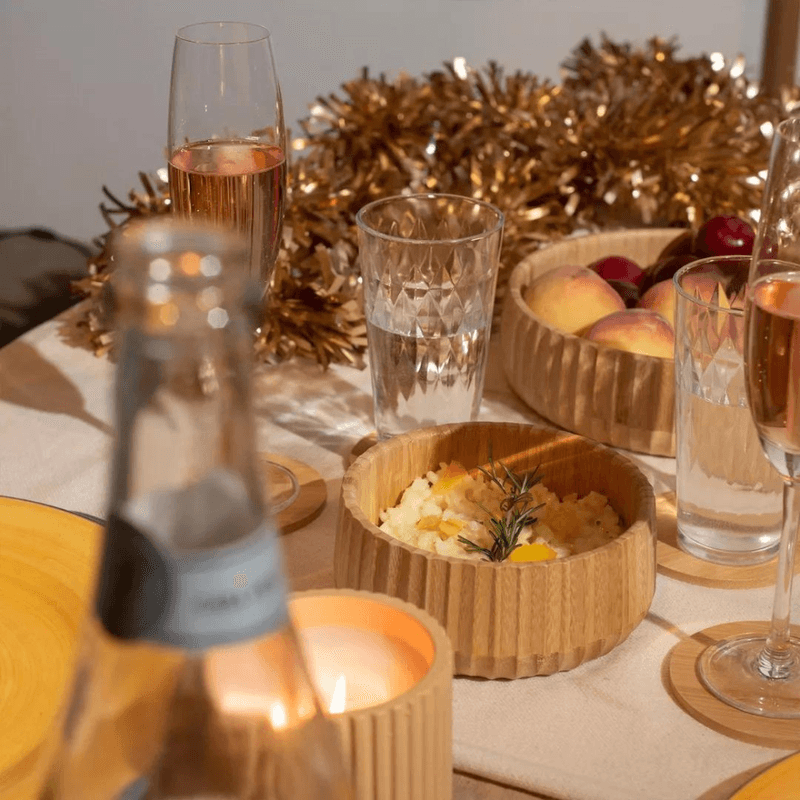 Bowl Canelado De Bambu 15cm Saladeira Objetos Natural - Oikos