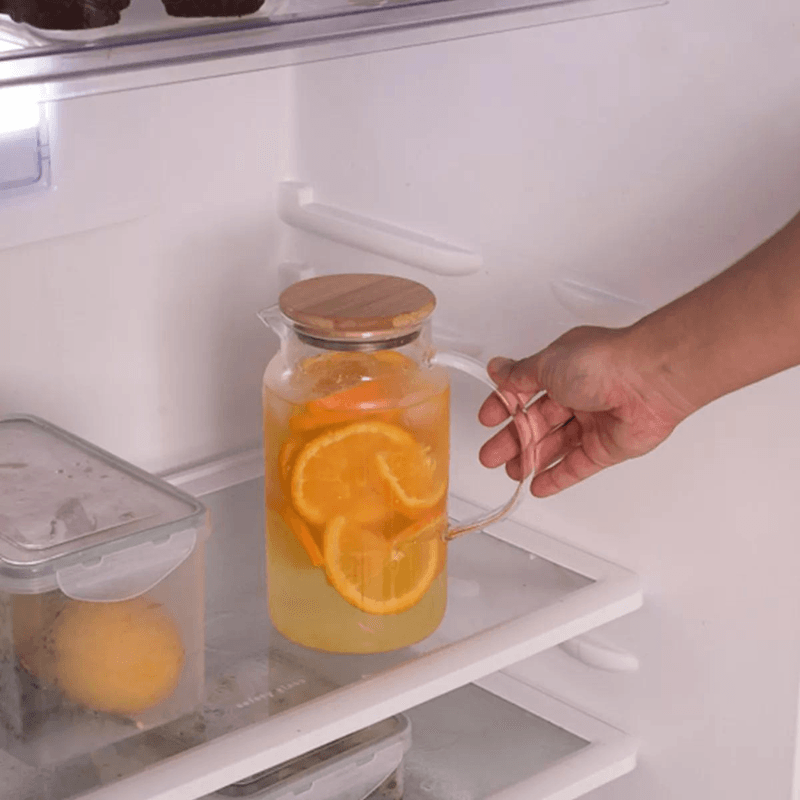 Jarra De Vidro Com Tampa De Bambu 1-2l - Oikos