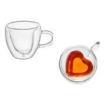 Caneca Vidro Dupla Parede Formato Coracao 2 Pecas 230ml Hauskraft
