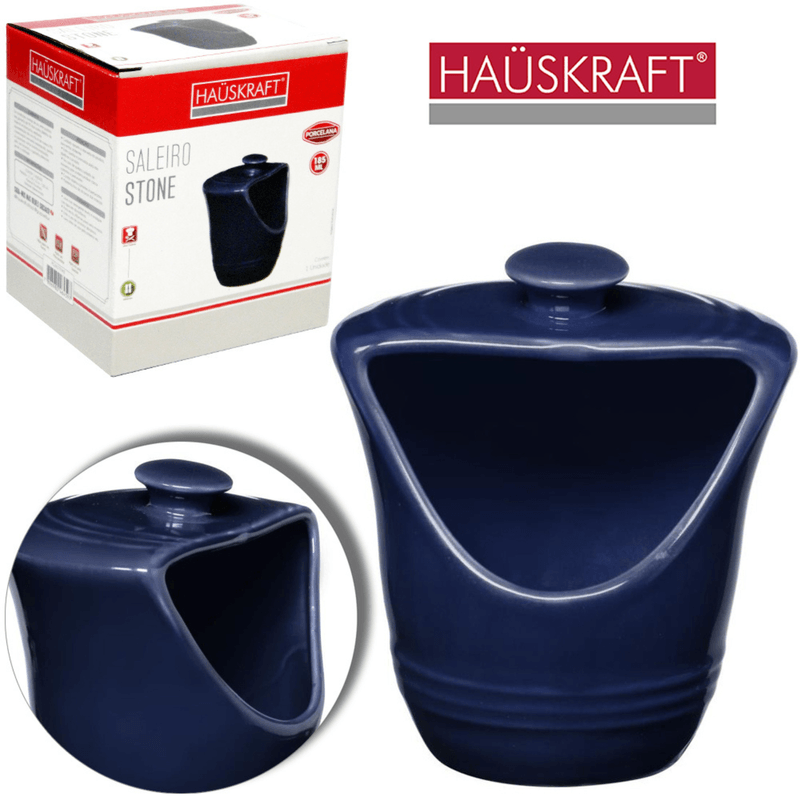 Saleiro Stone Porcelana Azul 185ml Hauskraft Elegancia na Mesa