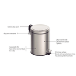 Lixeira Aco Inox Com Pedal Polida 5L Tramontina