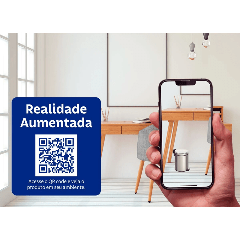 Lixeira Aco Inox Com Pedal Polida 5L Tramontina