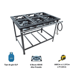 Fogao industrial 6 Bocas Alta Pressao Gold 40x40 Cefaz