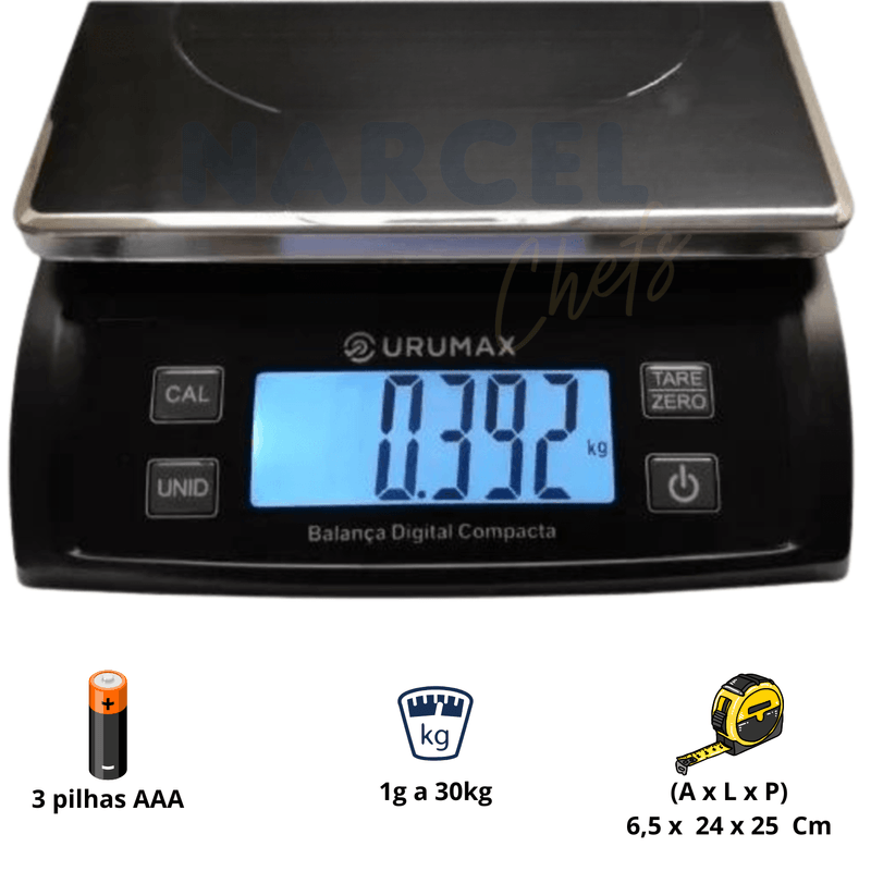 Balanca Digital de Alta Precisao 1g a 30kg Urumax