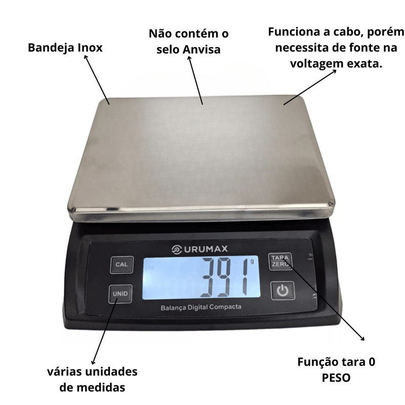 Balanca Digital de Alta Precisao 1g a 30kg Urumax