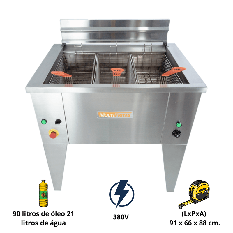 Fritadeira Industrial Eletrica 220V 90 Litros SI-1-0 Multifritas