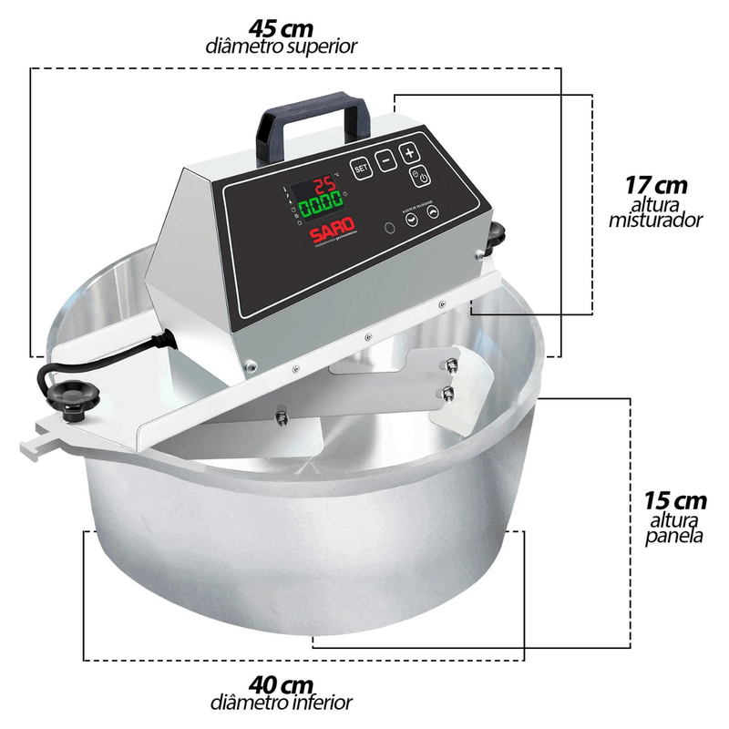 Misturador Eletrico Digital 21 Litros Bivolt 50-60HZ Saro
