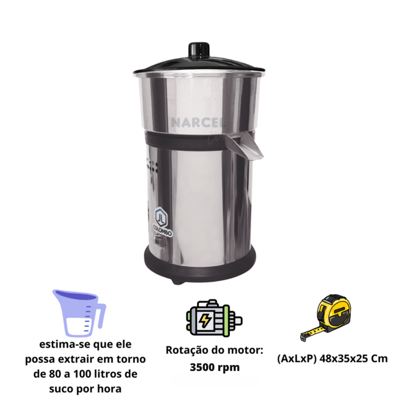 Extrator De Suco Industrial Bivolt 703 Aco Inox Colombo