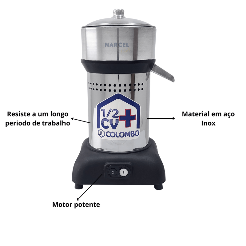 Extrator De Suco Industrial Bivolt 1-2CV Aco Inox 705 Colombo