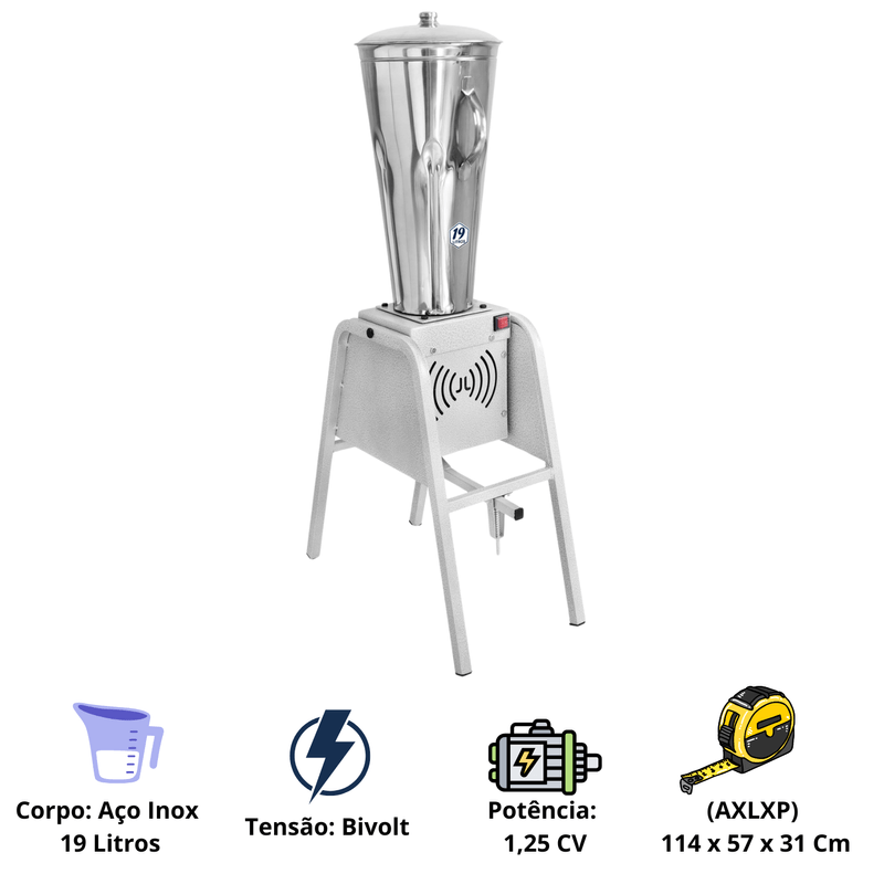 Liquidificador Industrial 19 Litros Baixa Rotacao Aco Inox Colombo