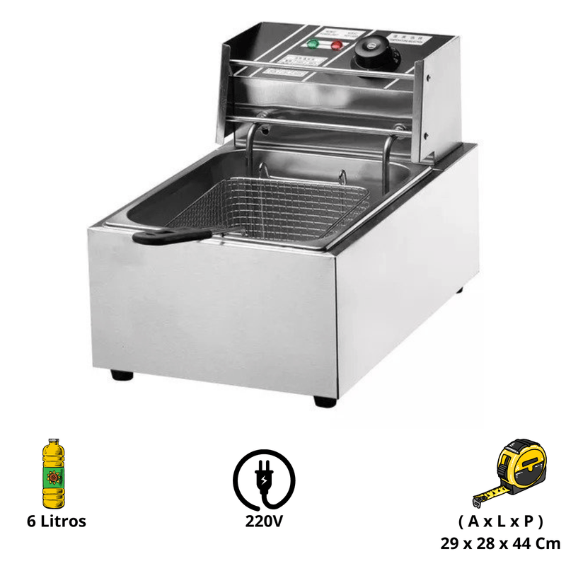 Fritadeira De Mesa Eletrica Stevan Metal 6 Litros 110V FZL6