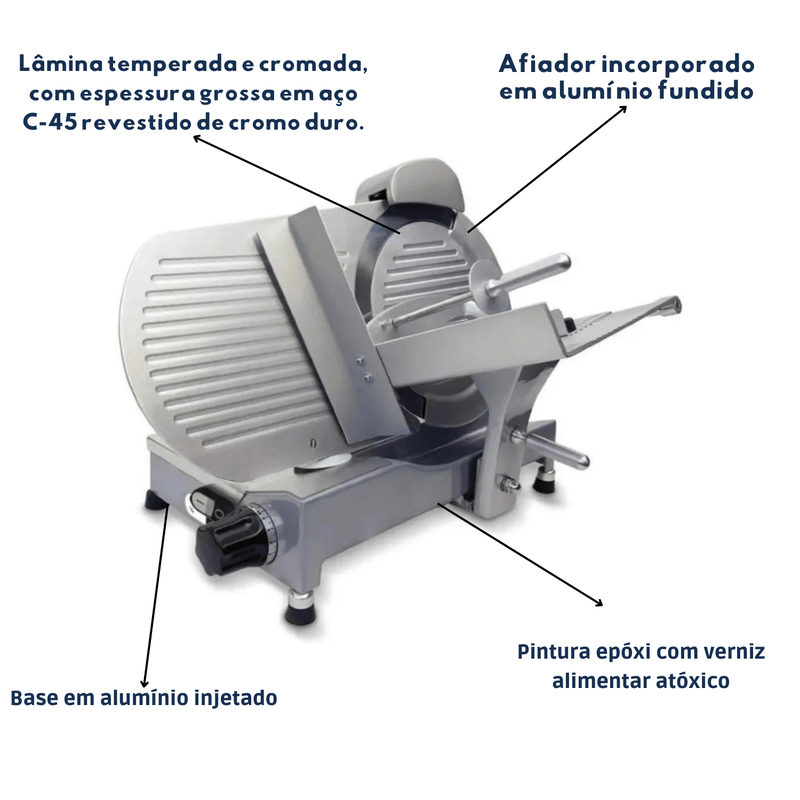 Cortador de Frios Sirman 250mm Profissional Bivolt CFI 250