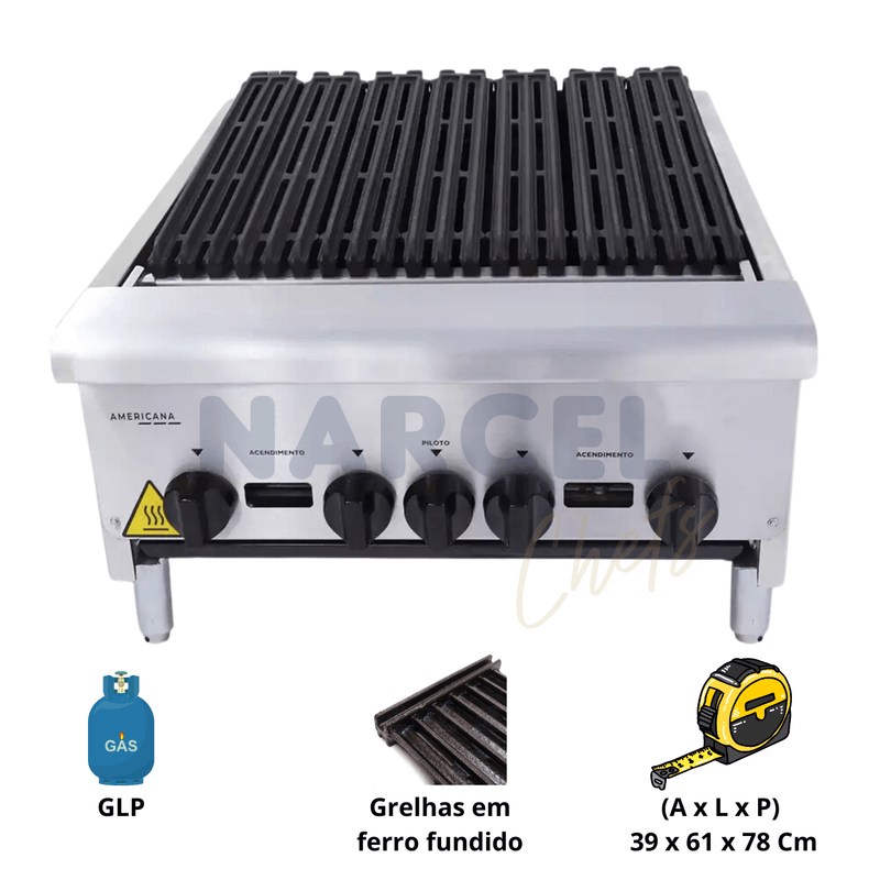 Chapa Grill Char Broiler GLP 60Cm Venancio Linha Americana