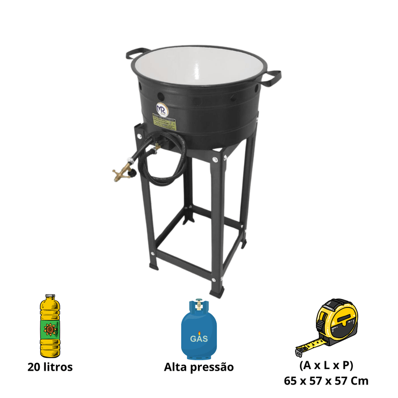 Fritador a Gas Alta Pressao MR Fogoes Com Tacho De 20 Litros