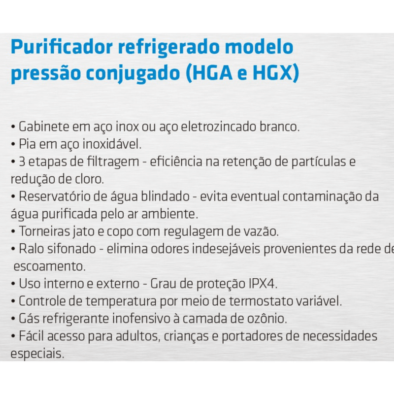 Bebedouro Pressao Inox Conjugado HGX HIZA 127V