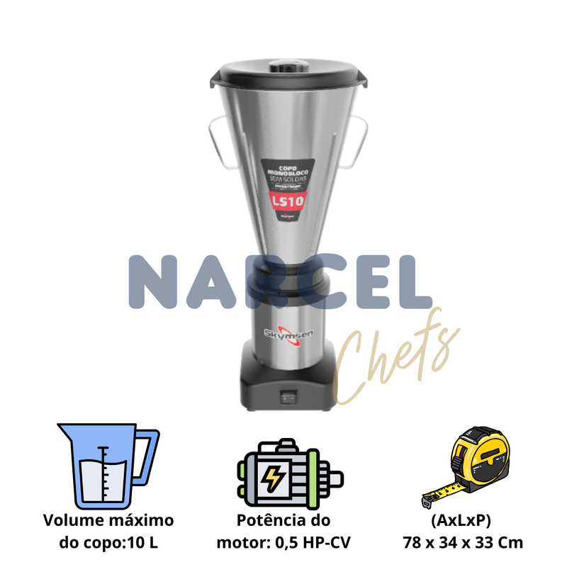 Liquidificador Comercial Copo Monobloco Em Inox LS10 - Skymsen
