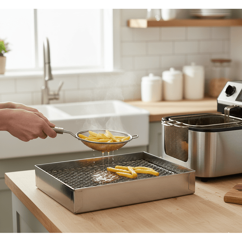 BANDEJA COM TELA INOX P-FRIT DOUPAN