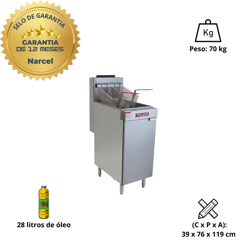 Fritadeira a Gas Vulcan LG400 Hobart 28 Litros