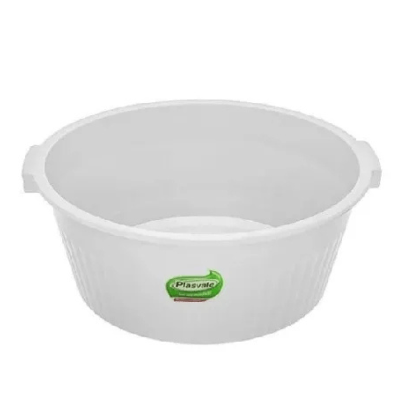 BACIA CANELADA BRANCA  34L PLASVALE
