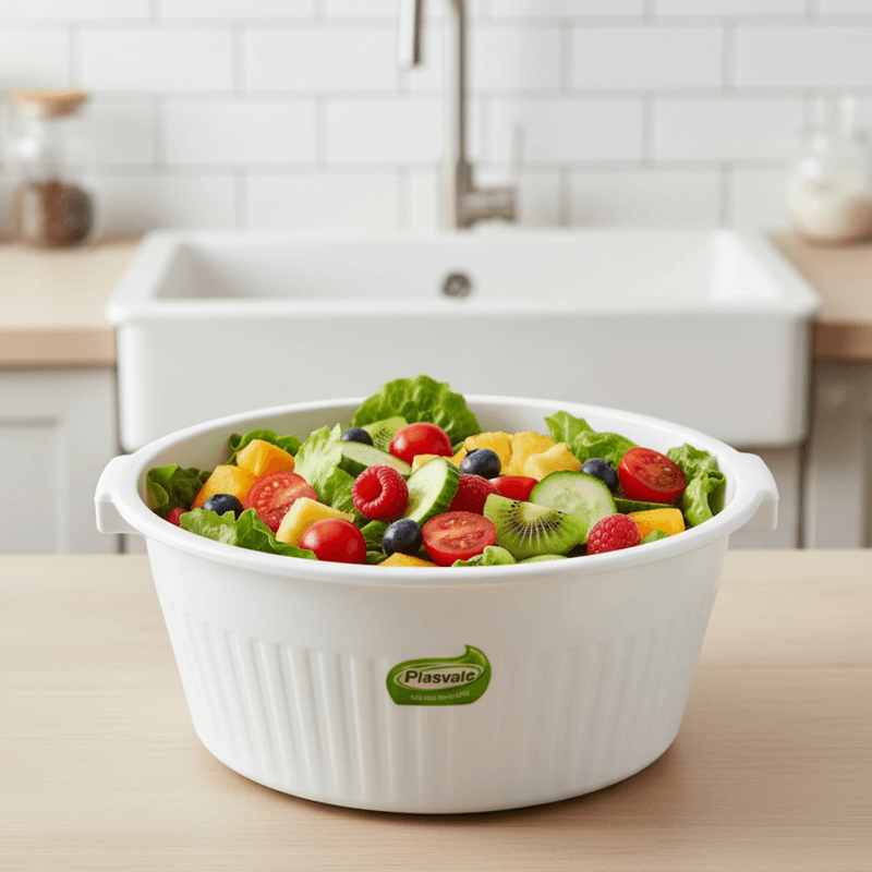 BACIA CANELADA BRANCA  34L PLASVALE