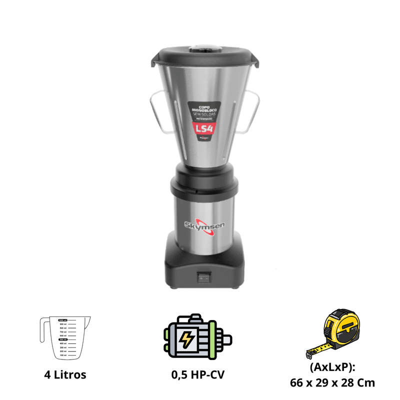 Liquidificador Industrial 4 Litros Baixa Rotacao LS4 Skymsen