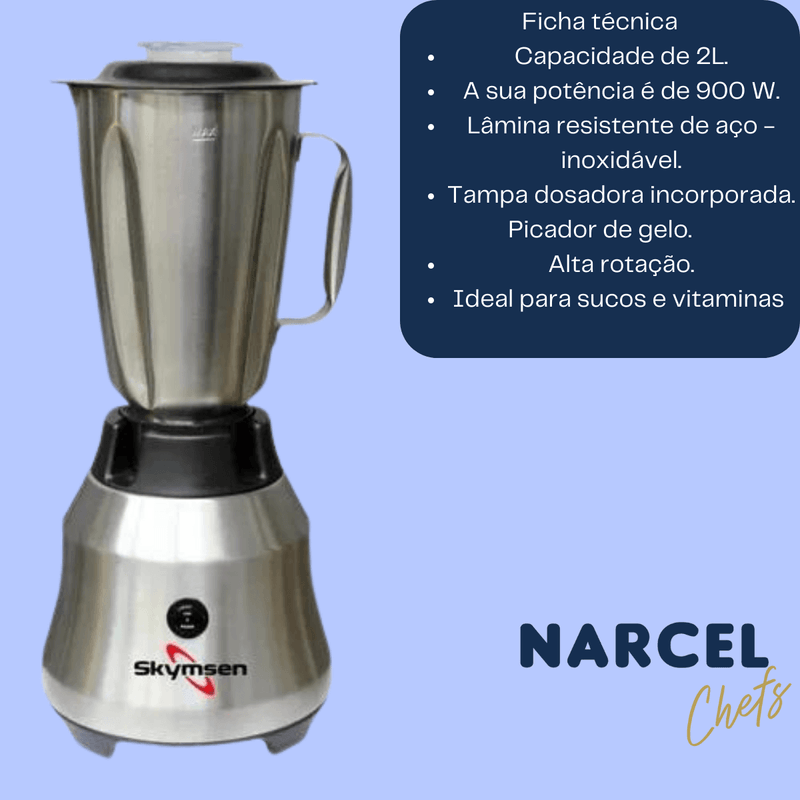 Liquidificador Inox Copo Inox 2 Litros Alta Rotacao TA2 - Skymsen