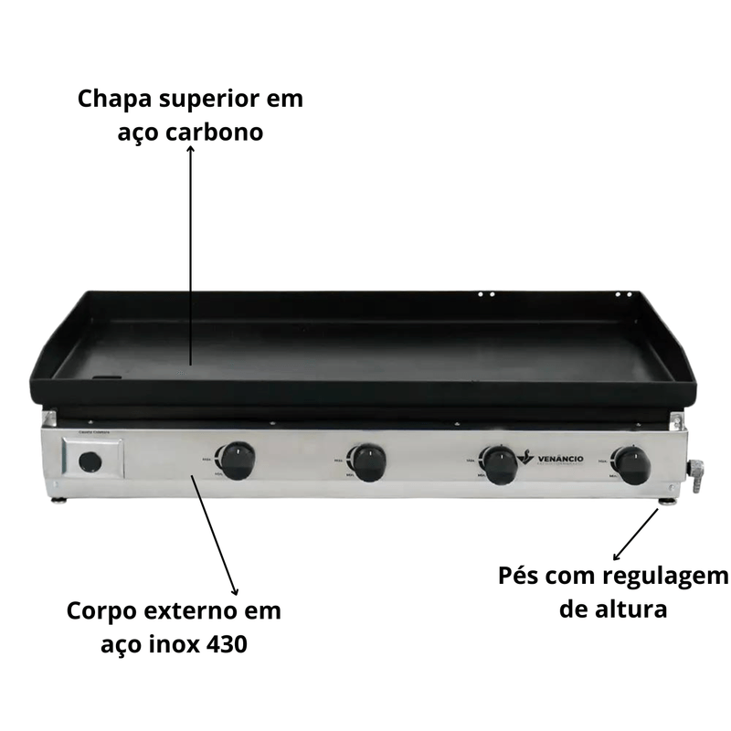 Chapa Industrial Deguste a Gas 100Cm Sem Prensa C100 Venancio