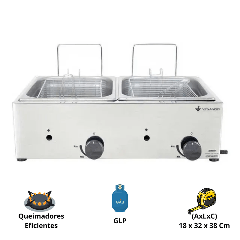 Fritador a Gas 10 Litros 2 Cubas 1-2 SFG212 Venancio