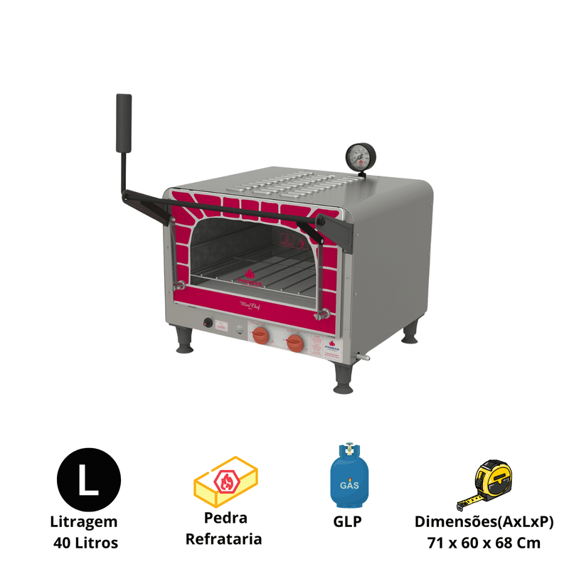 Forno a Gas GLP Refratario Mini Chef Gratinador PRP400G Progas