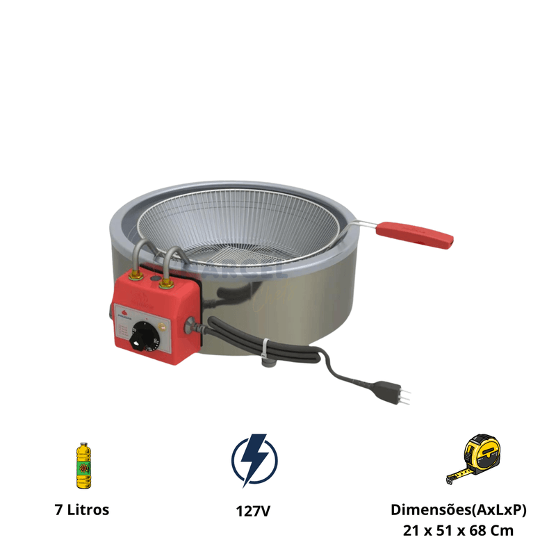 Tacho Eletrico Para Fritura Profissional 7 Litros 127V PR70 Progas
