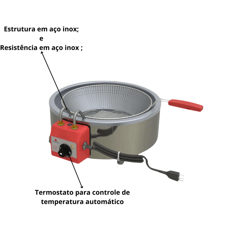 Tacho Eletrico Para Fritura Profissional 7 Litros 127V PR70 Progas