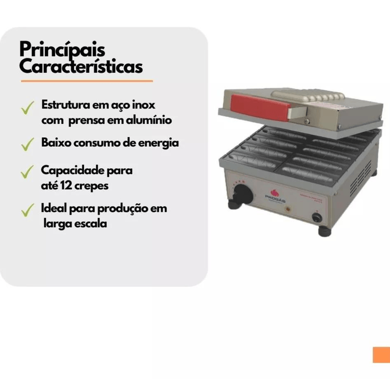 Maquina Prensa Eletrica Crepes Suico Prk-12 - Progas