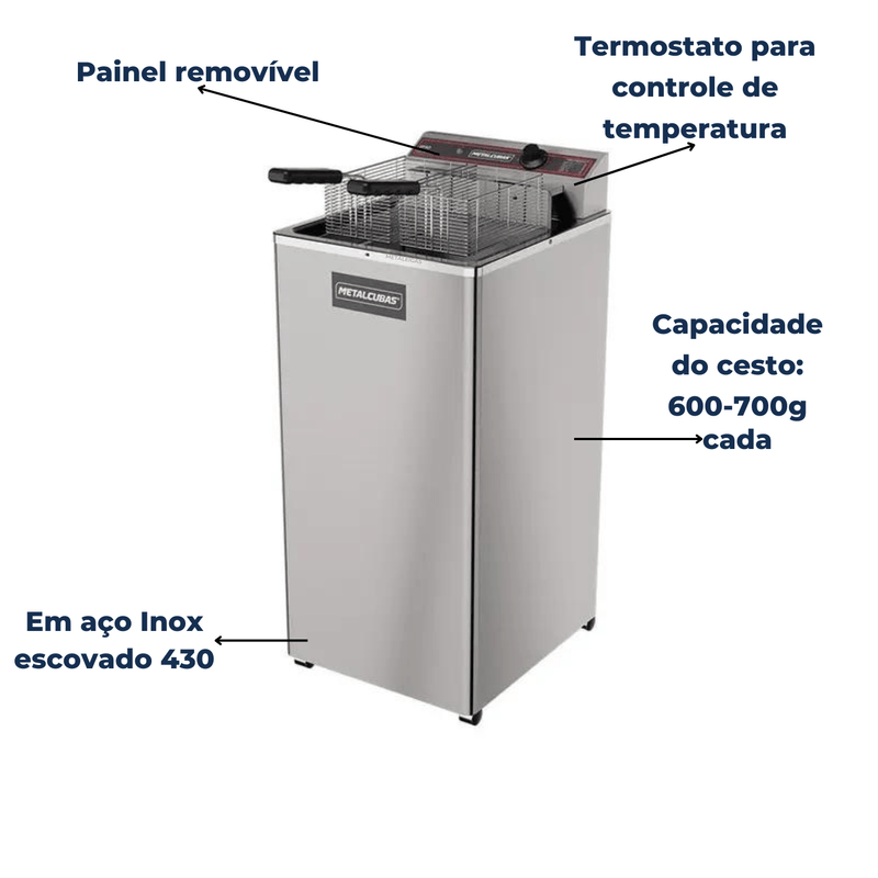 Fritadeira Eletrica Agua e Oleo 18 Litros 5500W GFAO18 Metalcubas
