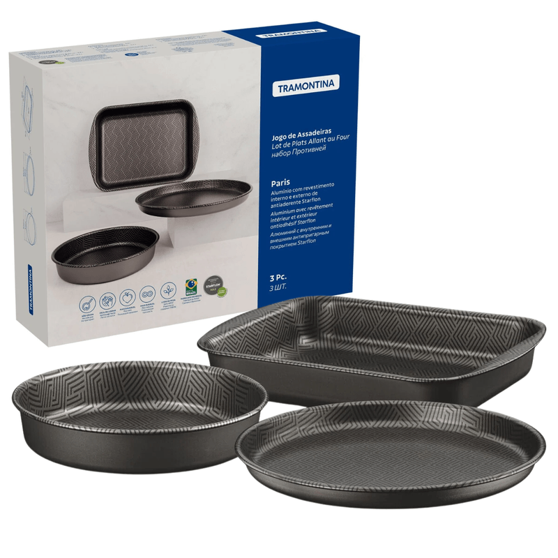 Jogo de Assadeiras Antiaderentes Starflon Max Tramontina 3pcs