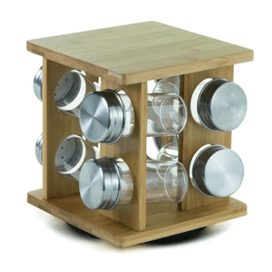 Porta Condimentos Giratório 8 Peças De Bambu - Mimo
