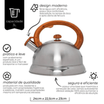 Chaleira De Inox Com Apito Alca Bambu 3 Litros Mimo Style