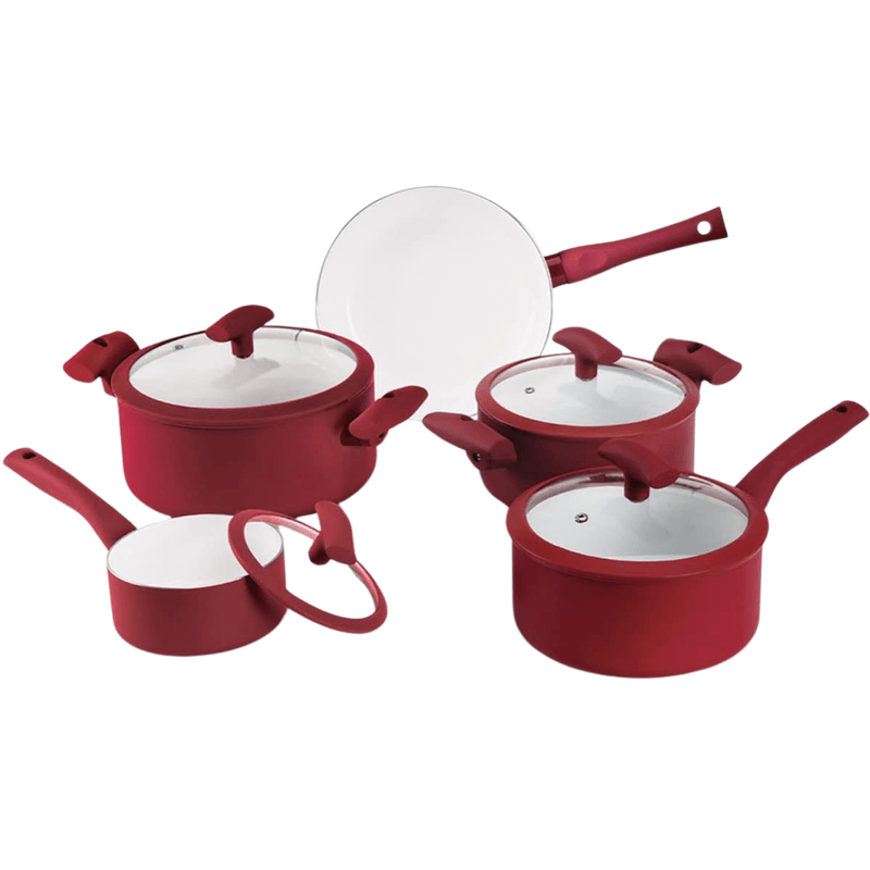 Jogo De Panelas Inducao 5 Pecas Vermelho - Hercules