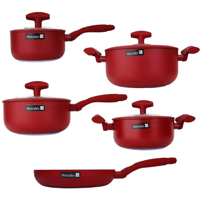 Jogo De Panelas Inducao 5 Pecas Vermelho - Hercules