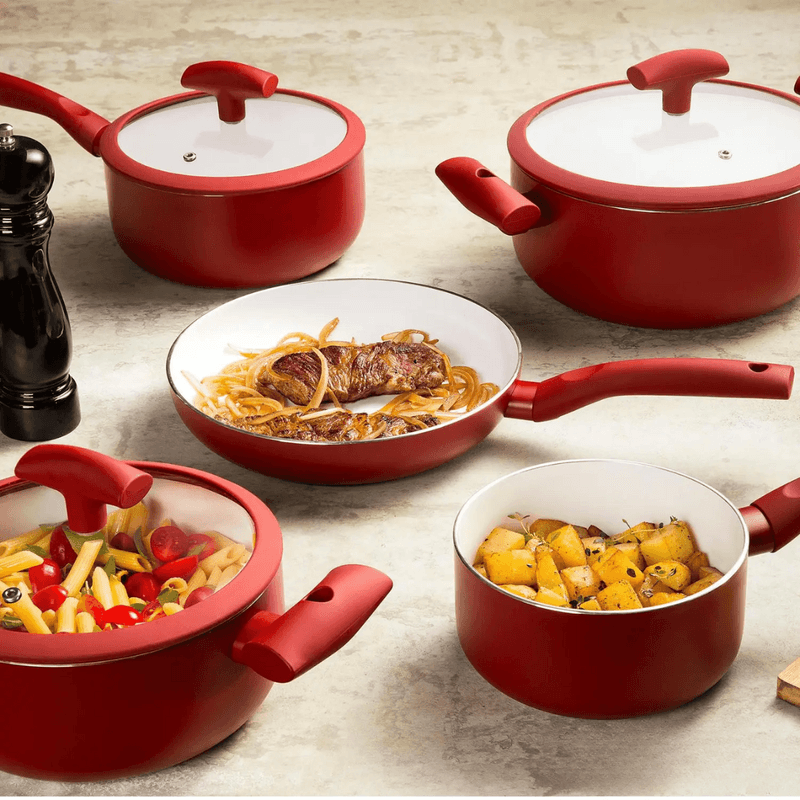 Jogo De Panelas Inducao 5 Pecas Vermelho - Hercules