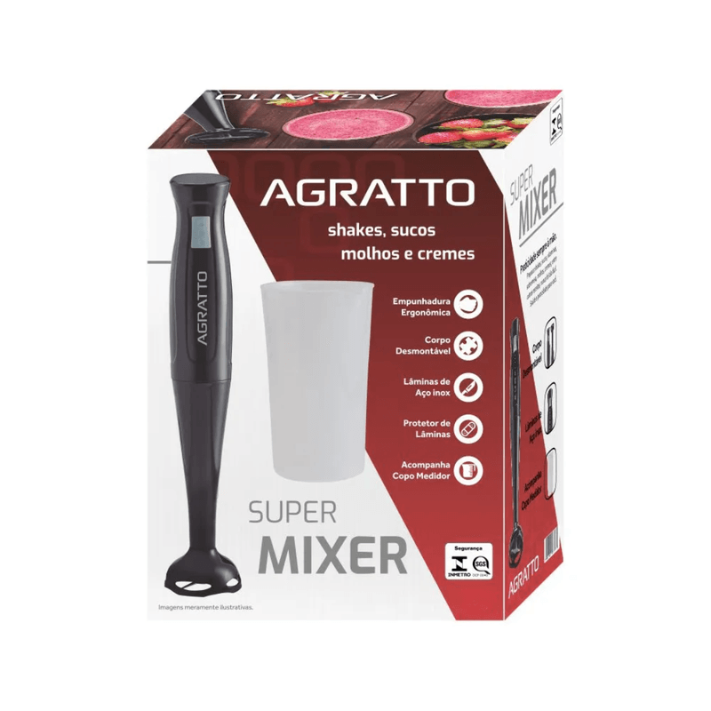 Mixer Agratto Super Mixer Preto com Copo 700ml