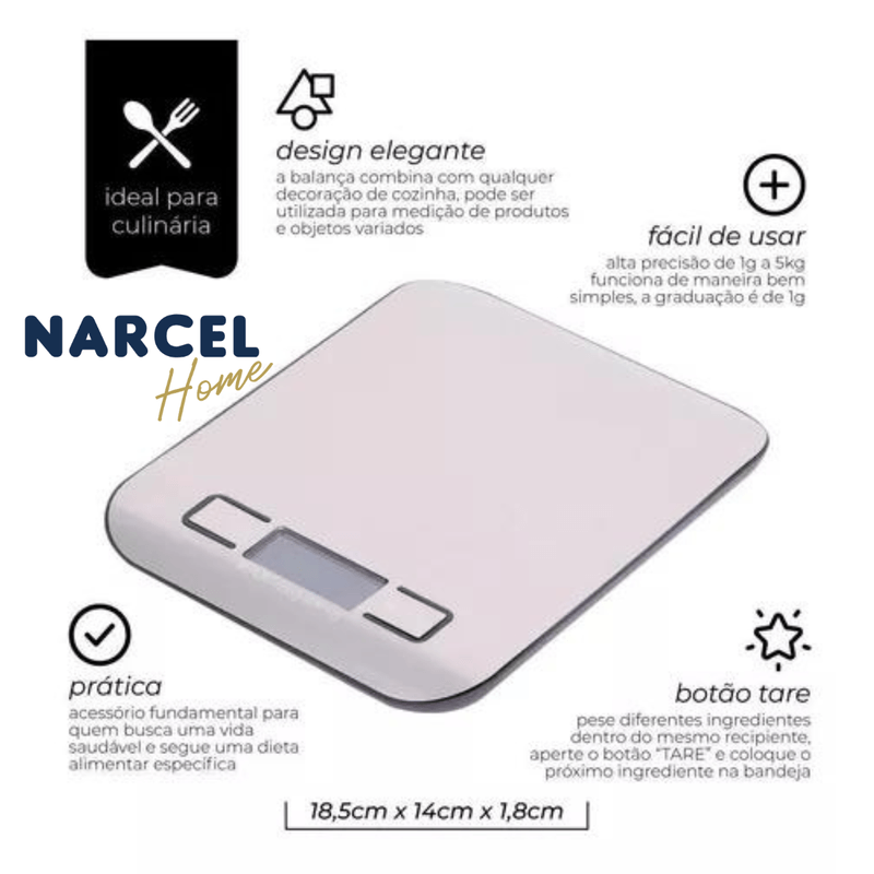 Balanca Digital Domestica Inox 5kg - Mimo